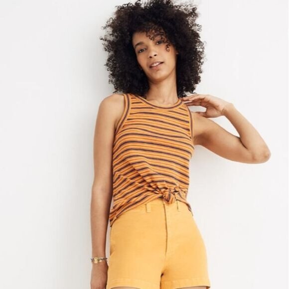 Madewell Audio Knot-Front Tank Top in Stripe Womens sz Small - Picture 2 of 11